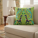 Set of Two 18" Blue And Green Peacock Cotton Throw Pillows with Embroidery - Homeroots - Flyclothing LLC