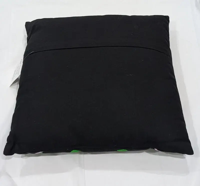 Set of Two 18" Black And Blue Peacock Cotton Throw Pillows with Embroidery - Homeroots - Flyclothing LLC