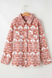 Plus Size Pocketed Printed Collared Neck Jacket - Trendsi - Flyclothing LLC