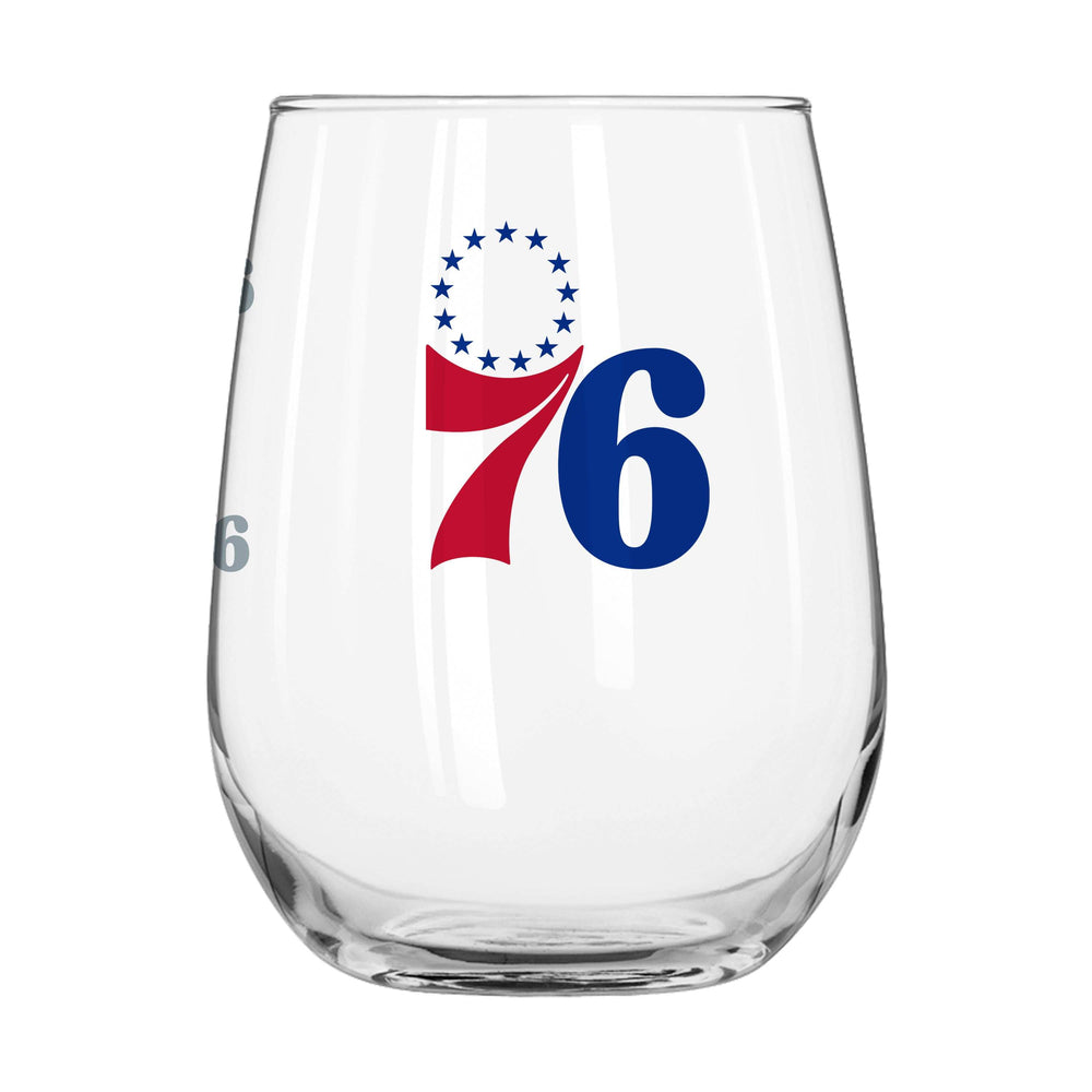 Philadelphia 76ers 16oz Satin Etch Curved Beverage Glass - Logo Brands - Flyclothing LLC