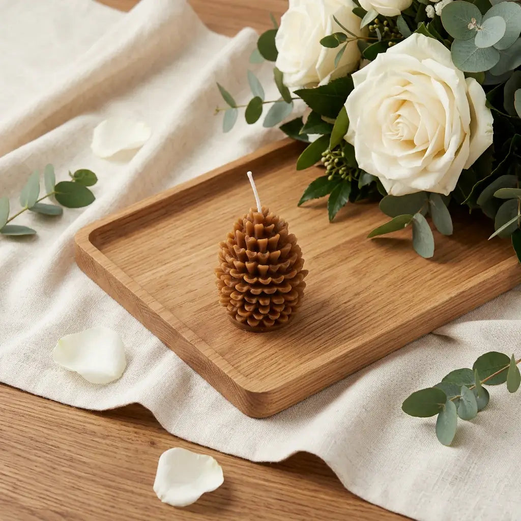 3" Brown Cinnamon Scented Dimensional Pinecone Candle - Homeroots - Flyclothing LLC