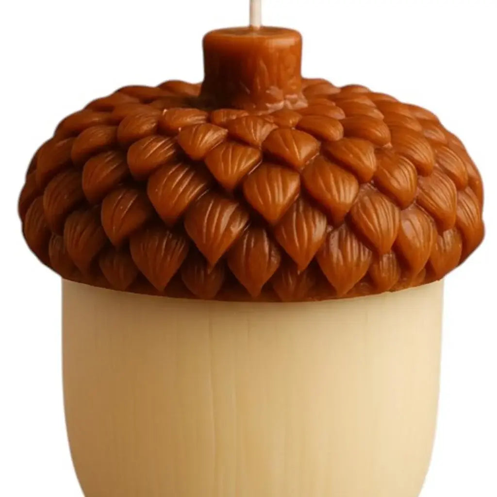 4" Brown And Ivory Autumn Harvest Scented Dimensional Acorn Candle - Homeroots - Flyclothing LLC