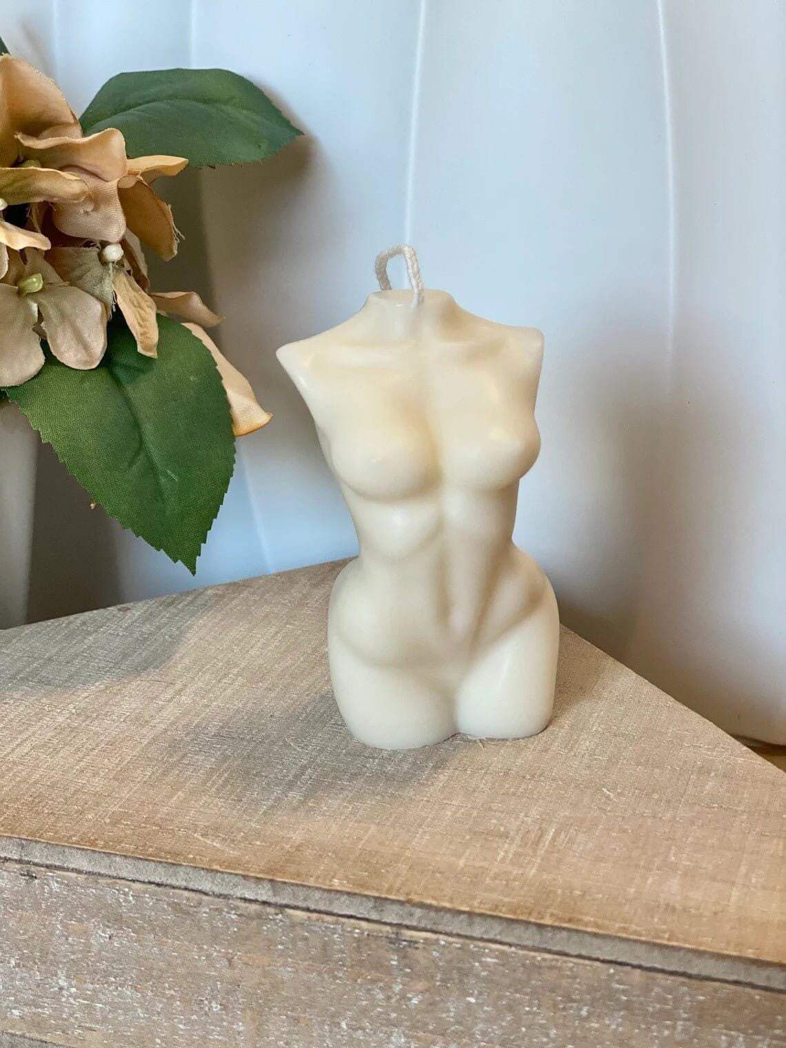 4" Ivory Vanilla Scented Dimensional Female Form Candle - HomeRoots - Flyclothing LLC