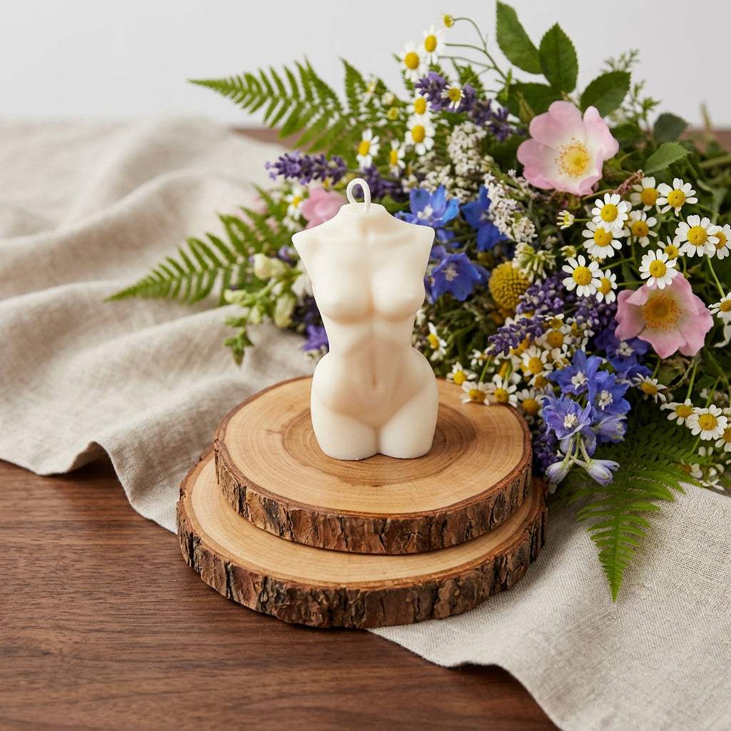 4" Ivory Vanilla Scented Dimensional Female Form Candle - HomeRoots - Flyclothing LLC