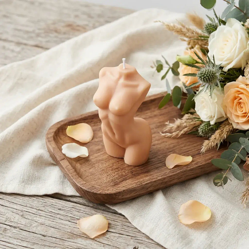 4" Natural Black Ice Scented Dimensional Female Form Candle - Homeroots - Flyclothing LLC