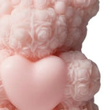 4" Pink Rose Petals Scented Dimensional Teddy Bear Candle - Homeroots - Flyclothing LLC