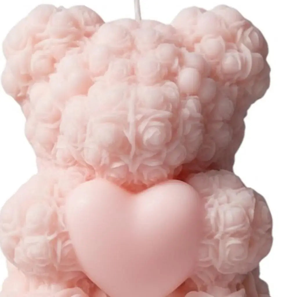 4" Pink Love Spell Scented Dimensional Teddy Bear Candle - Homeroots - Flyclothing LLC