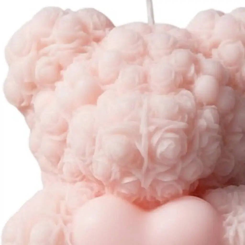 4" Pink Creamy Vanilla Scented Dimensional Teddy Bear Candle - Homeroots - Flyclothing LLC