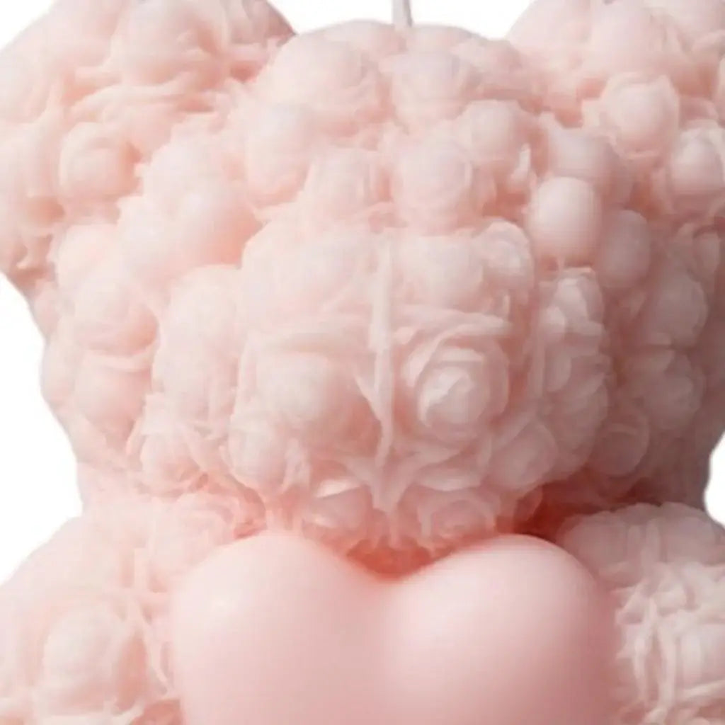 4" Pink Sea Salt And Orchid Scented Dimensional Teddy Bear Candle - Homeroots - Flyclothing LLC