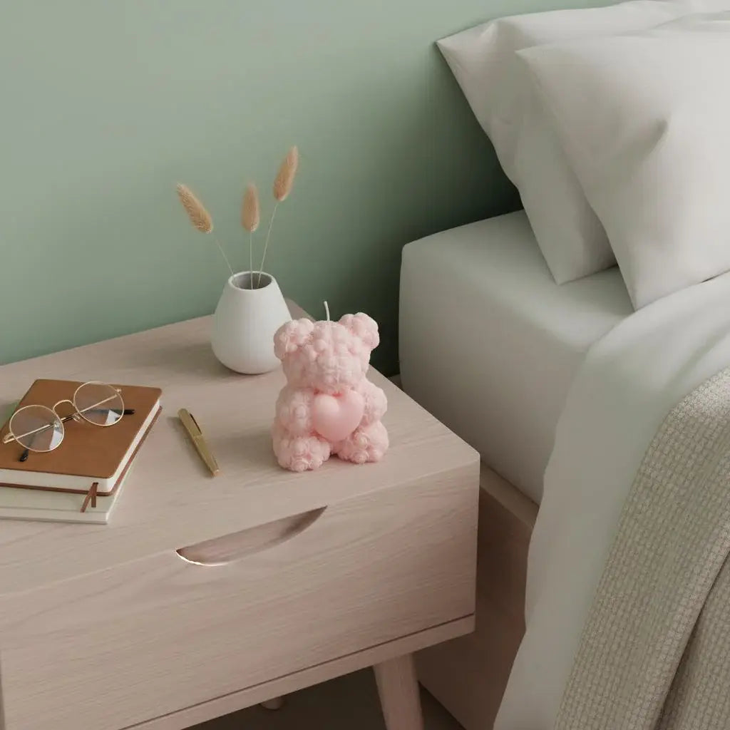 4" Pink Lily of the Valley Scented Dimensional Teddy Bear Candle - Homeroots - Flyclothing LLC