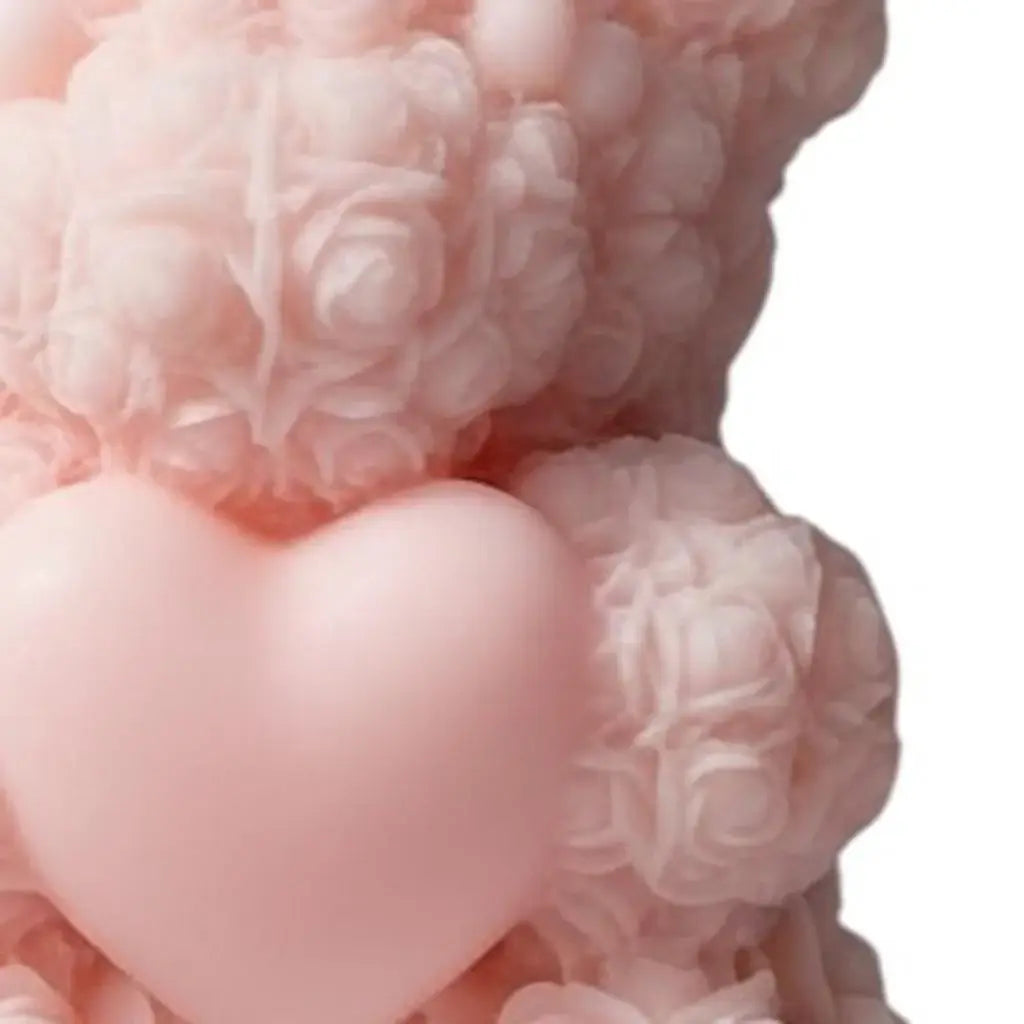 4" Pink Eucalyptus Scented Dimensional Teddy Bear Candle - Homeroots - Flyclothing LLC
