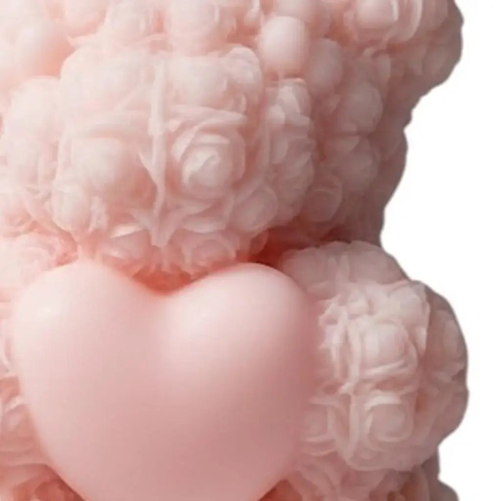 4" Pink Wild Lavender And Sage Scented Dimensional Teddy Bear Candle - Homeroots - Flyclothing LLC