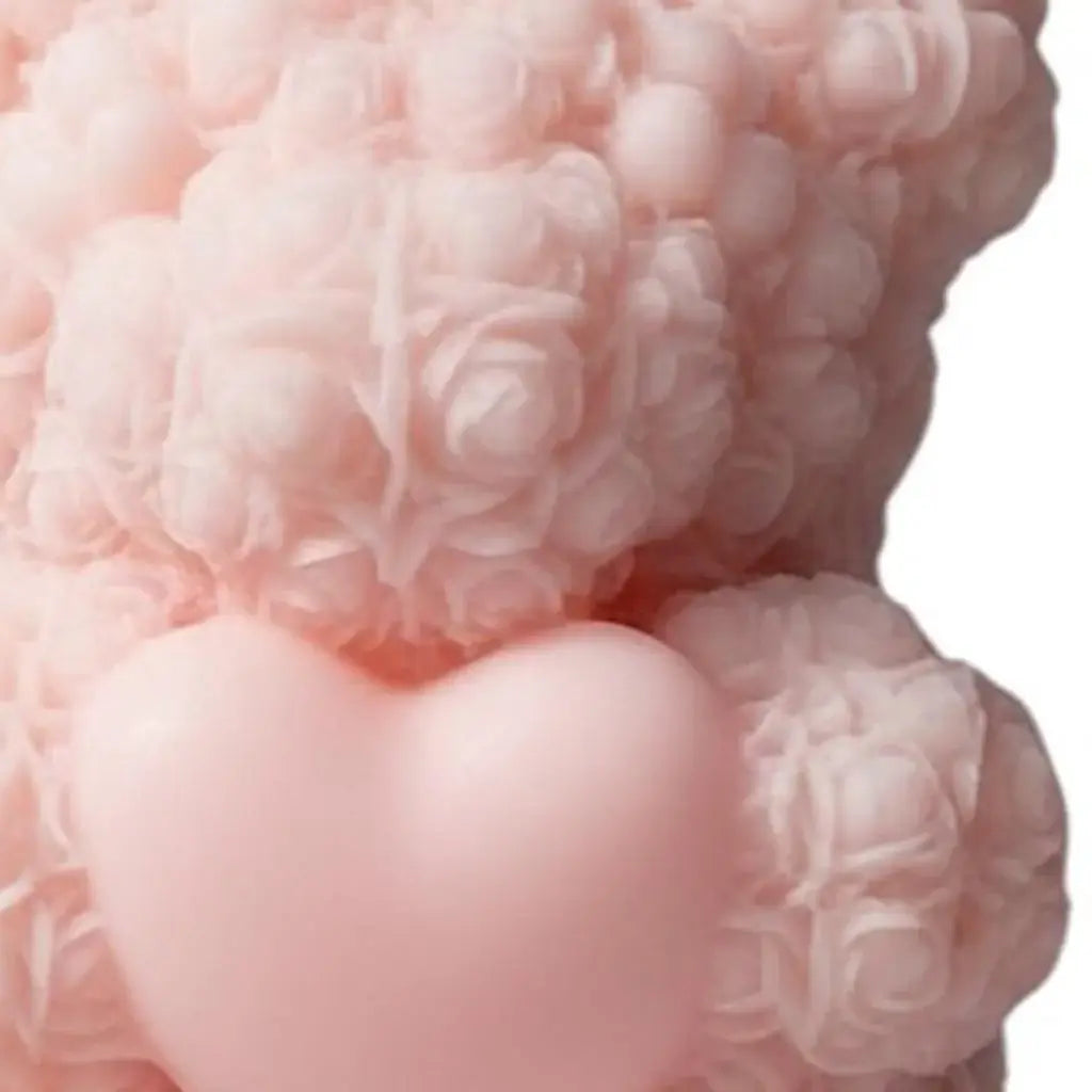 4" Pink Coconut Hibiscus Scented Dimensional Teddy Bear Candle - Homeroots - Flyclothing LLC