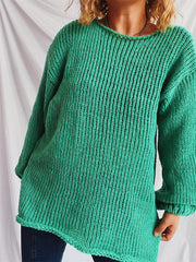 Boat Neck Dropped Shoulder Sweater - Trendsi