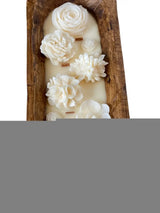 20" Ivory Himalayan Bamboo Scented Six Wick Candle In Brown Distressed Wood Oval Dough Bowl - Homeroots - Flyclothing LLC