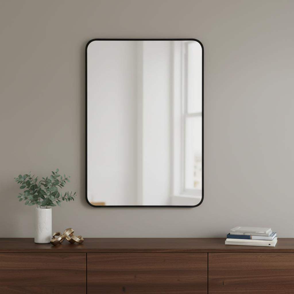 36" Black Aluminum Framed Accent Mirror - HomeRoots - Flyclothing LLC