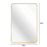 36" Gold Aluminum Framed Accent Mirror - HomeRoots - Flyclothing LLC