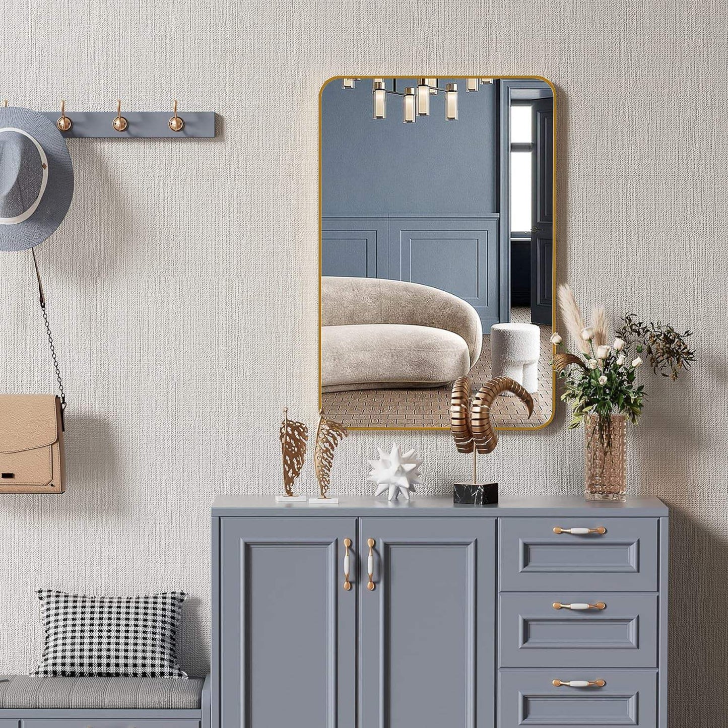 36" Gold Aluminum Framed Accent Mirror - HomeRoots - Flyclothing LLC