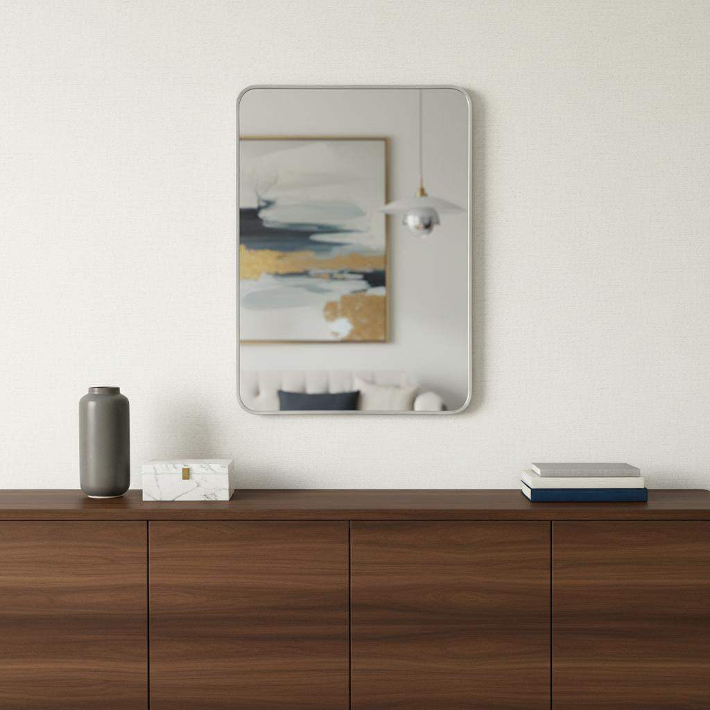 36" Silver Aluminum Framed Accent Mirror - HomeRoots - Flyclothing LLC