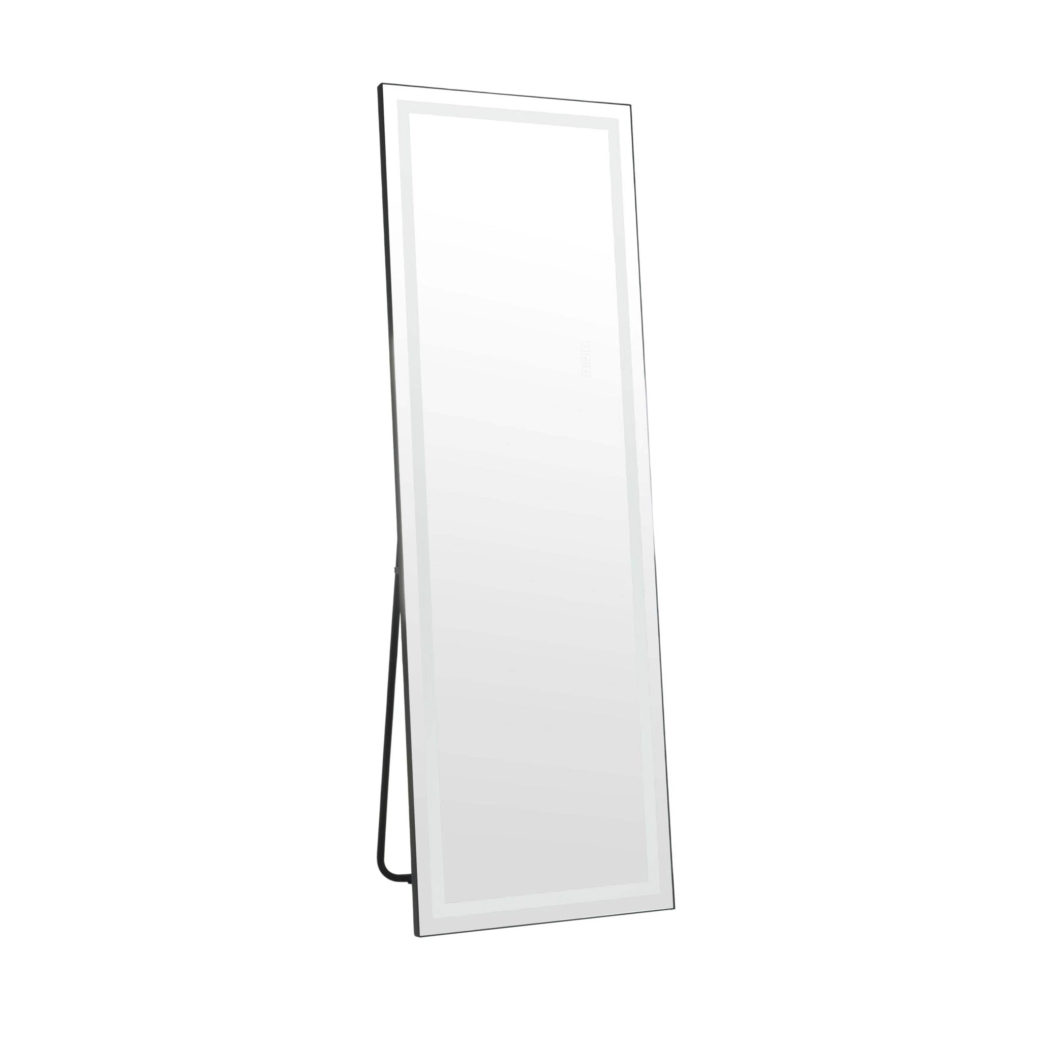 65" Black Aluminum Lighted Wall Mounted And Freestanding Framed Full Length Mirror - HomeRoots - Flyclothing LLC