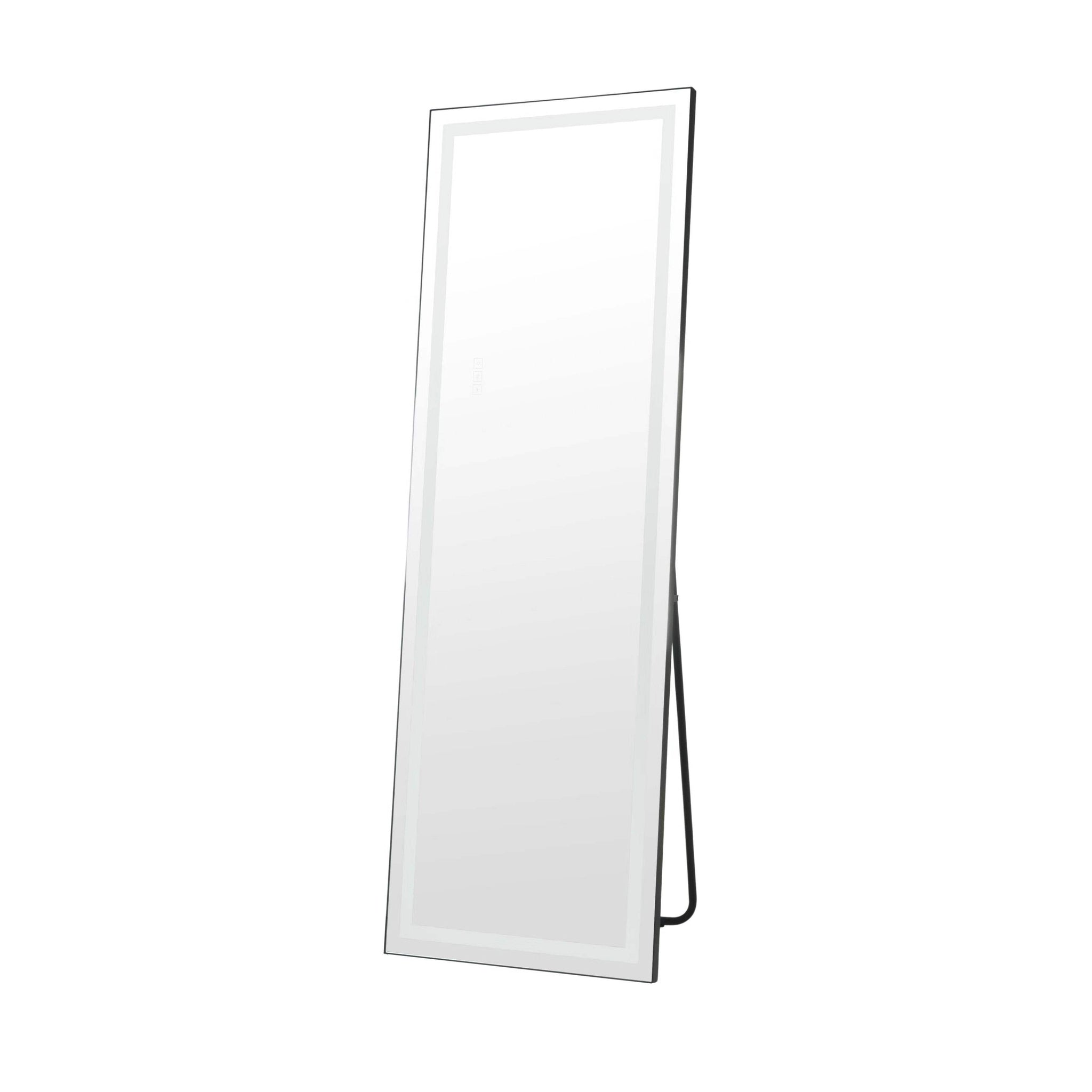 65" Black Aluminum Lighted Wall Mounted And Freestanding Framed Full Length Mirror - HomeRoots - Flyclothing LLC
