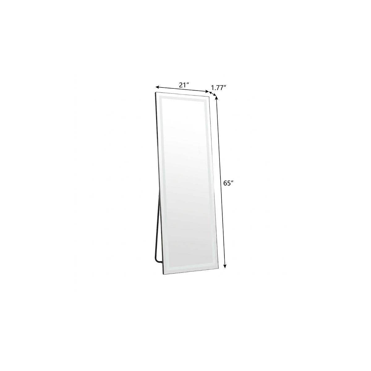 65" Black Aluminum Lighted Wall Mounted And Freestanding Framed Full Length Mirror - HomeRoots - Flyclothing LLC