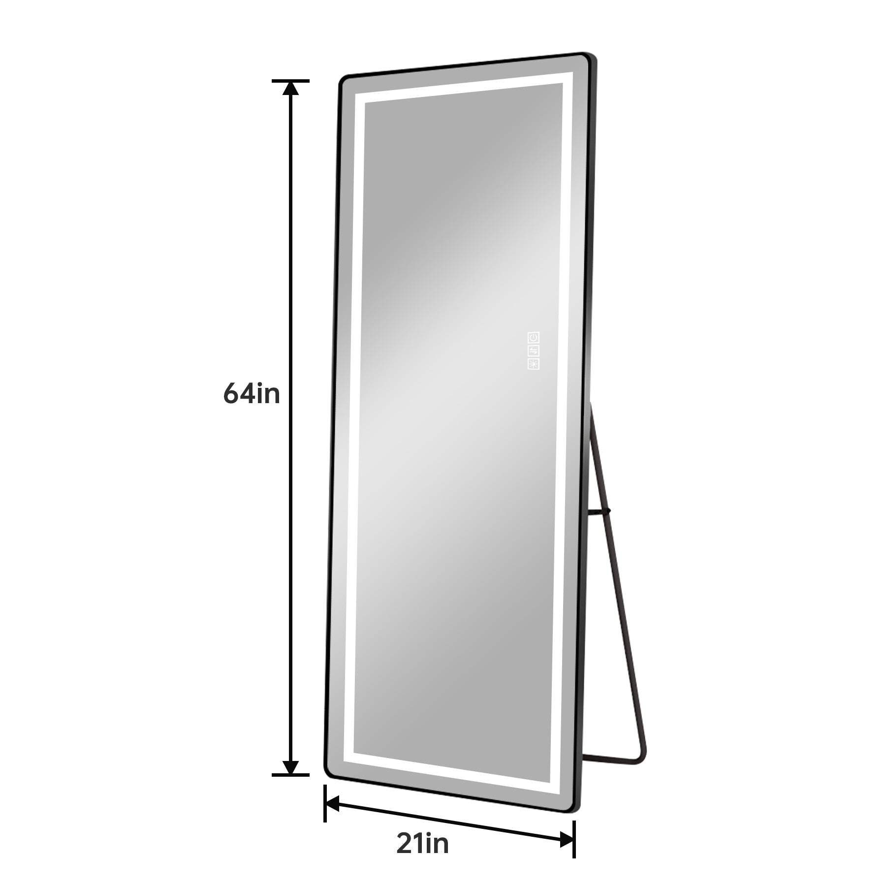 64" Black Aluminum Lighted Wall Mounted And Freestanding Framed Full Length Mirror - HomeRoots - Flyclothing LLC