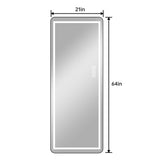 64" Black Aluminum Lighted Wall Mounted And Freestanding Framed Full Length Mirror - HomeRoots - Flyclothing LLC