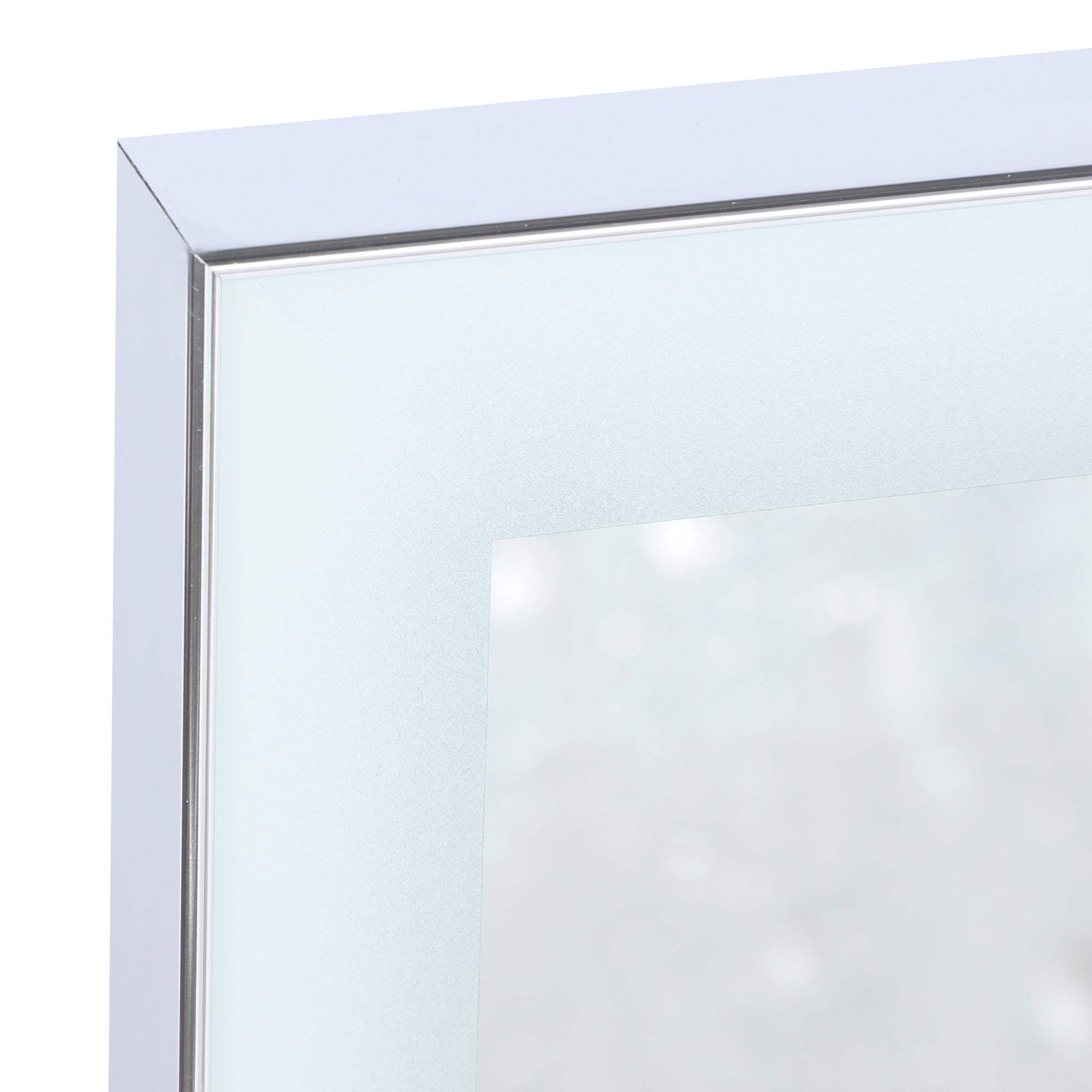 32" Silver Aluminum Lighted Framed Anti Fog Bathroom Vanity Mirror - HomeRoots - Flyclothing LLC
