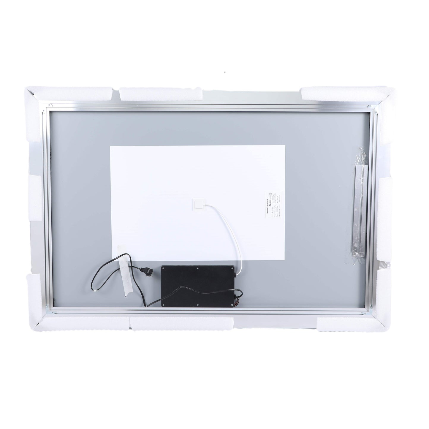 32" Silver Aluminum Lighted Framed Anti Fog Bathroom Vanity Mirror - HomeRoots - Flyclothing LLC