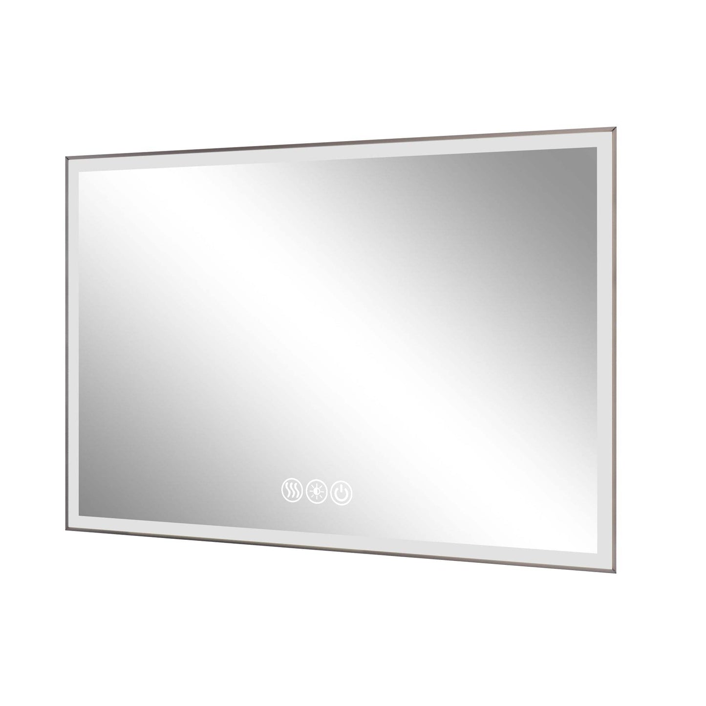 32" Silver Aluminum Lighted Framed Anti Fog Bathroom Vanity Mirror - HomeRoots - Flyclothing LLC