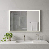 32" Silver Aluminum Lighted Framed Anti Fog Bathroom Vanity Mirror - HomeRoots - Flyclothing LLC