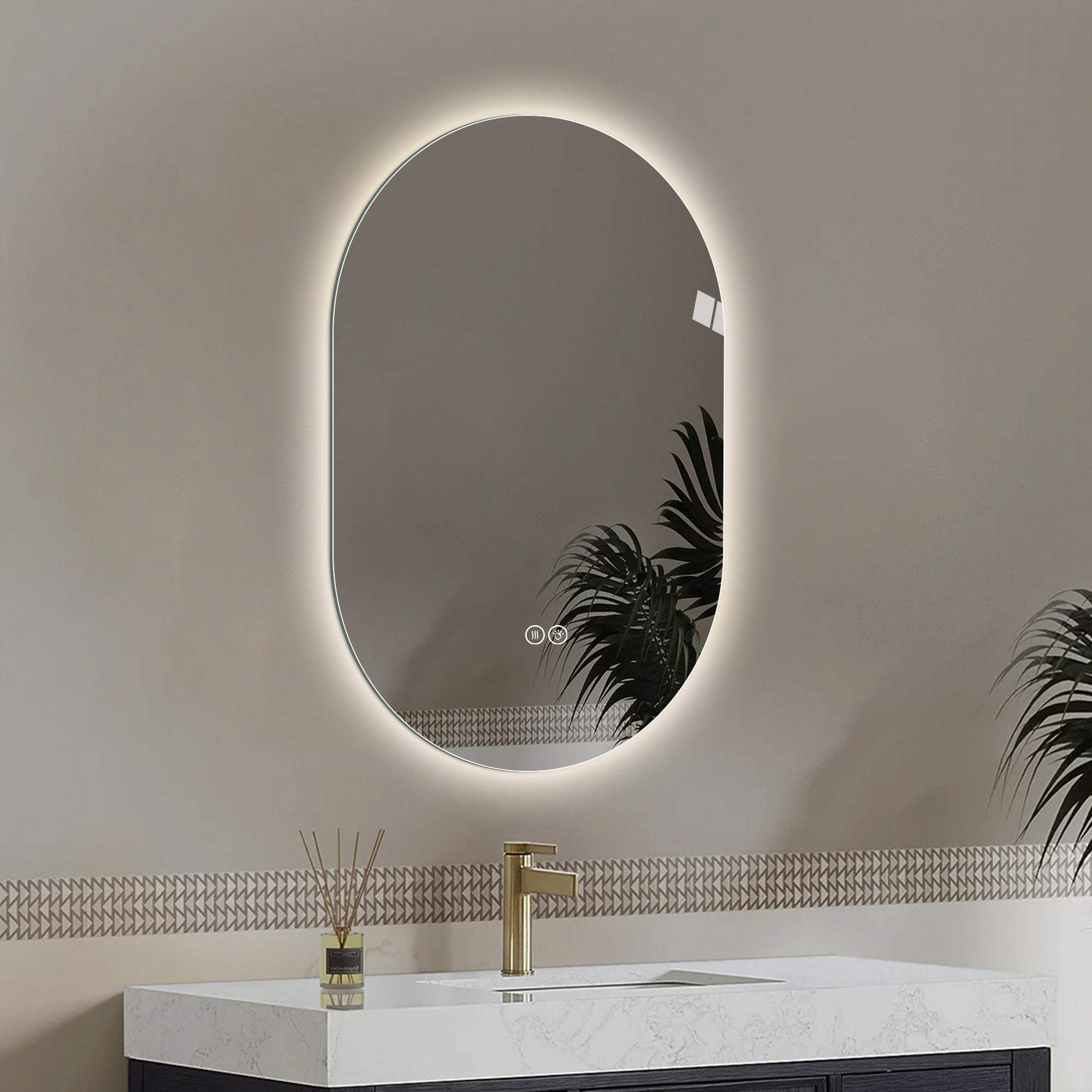 48" Oval Lighted Frameless Anti Fog Bathroom Vanity Mirror - HomeRoots - Flyclothing LLC
