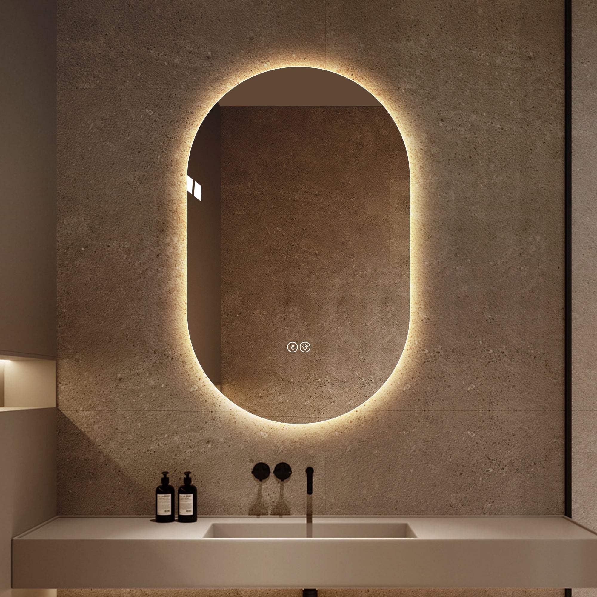 48" Oval Lighted Frameless Anti Fog Bathroom Vanity Mirror - HomeRoots - Flyclothing LLC