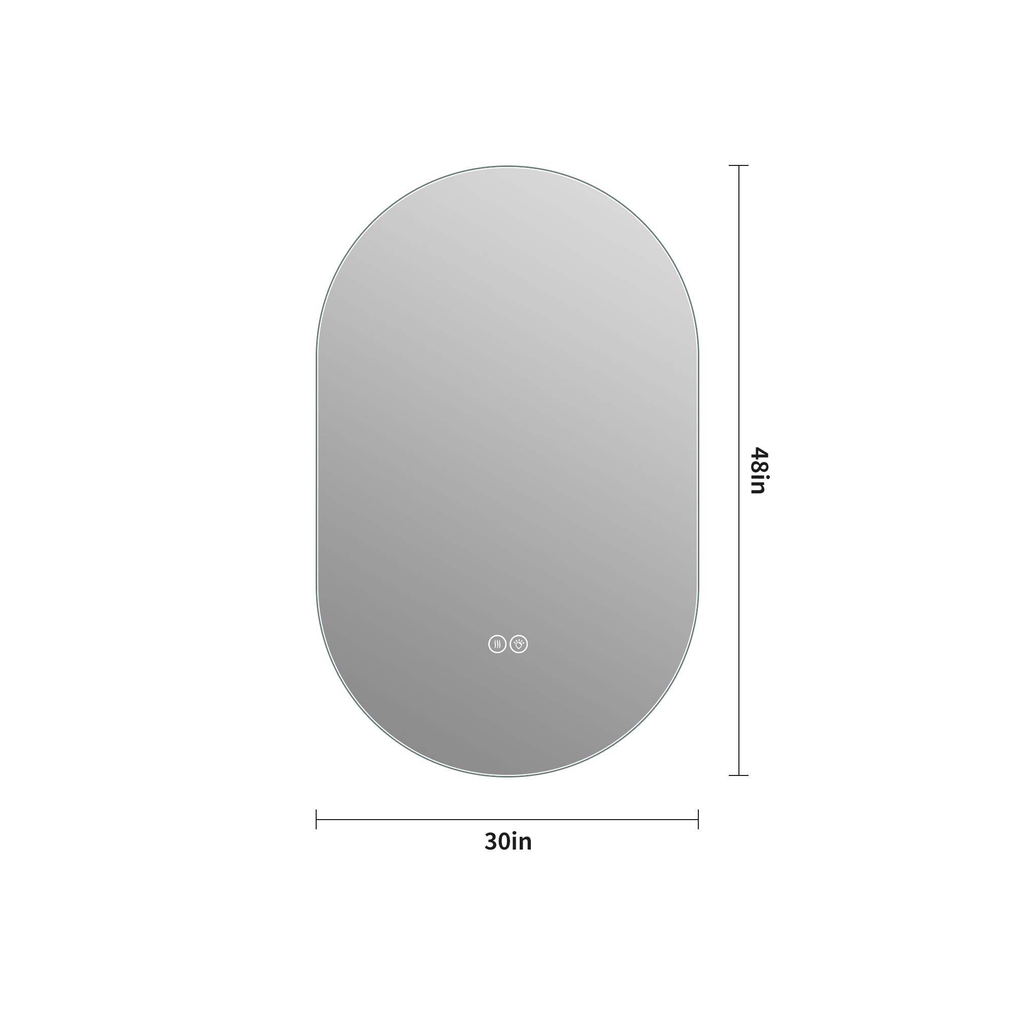 48" Oval Lighted Frameless Anti Fog Bathroom Vanity Mirror - HomeRoots - Flyclothing LLC