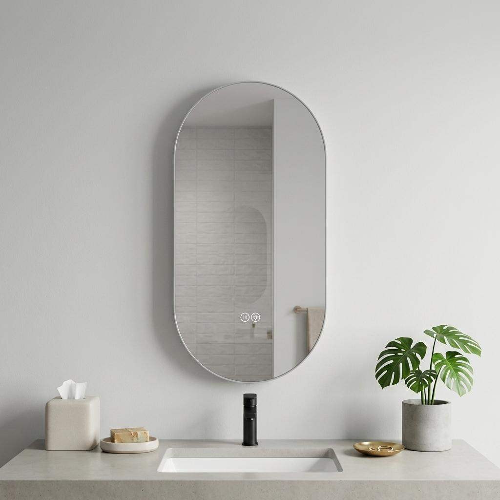 48" Oval Lighted Frameless Anti Fog Bathroom Vanity Mirror - HomeRoots - Flyclothing LLC