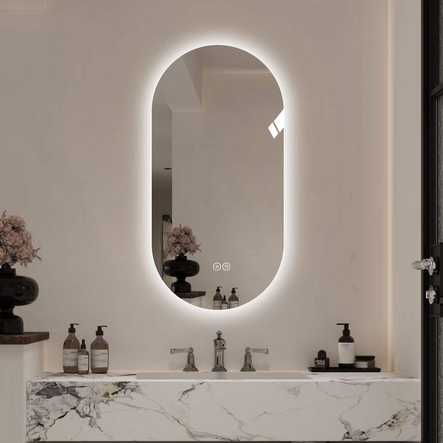 48" Oval Lighted Frameless Anti Fog Bathroom Vanity Mirror - HomeRoots - Flyclothing LLC