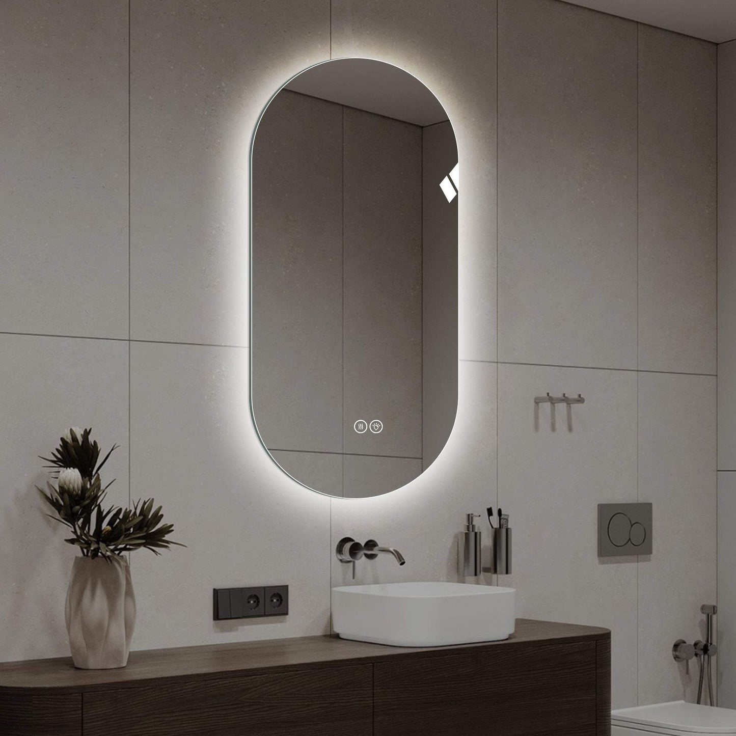 48" Oval Lighted Frameless Anti Fog Bathroom Vanity Mirror - HomeRoots - Flyclothing LLC