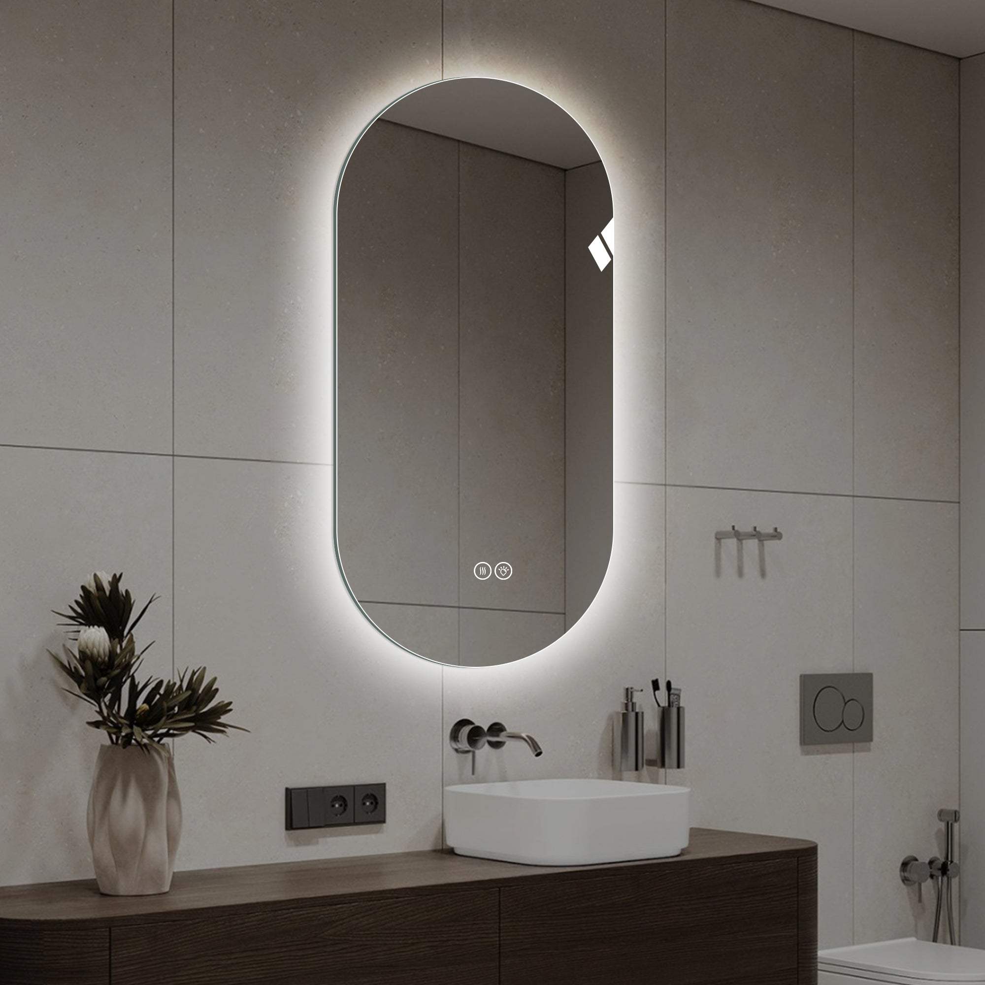 48" Oval Lighted Frameless Anti Fog Bathroom Vanity Mirror - HomeRoots - Flyclothing LLC