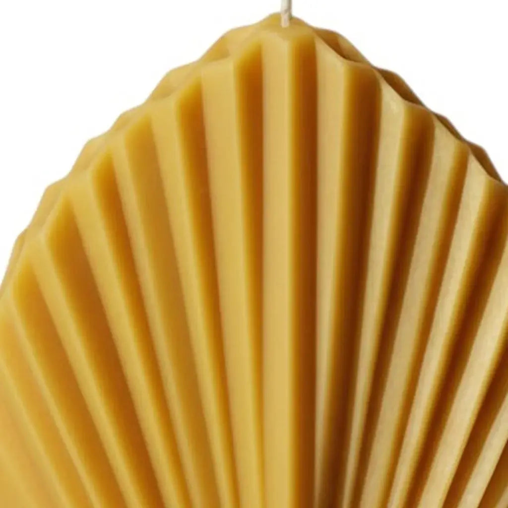 6" Gold Sandalwood Scented Dimensional Palm Leaf Candle - Homeroots - Flyclothing LLC