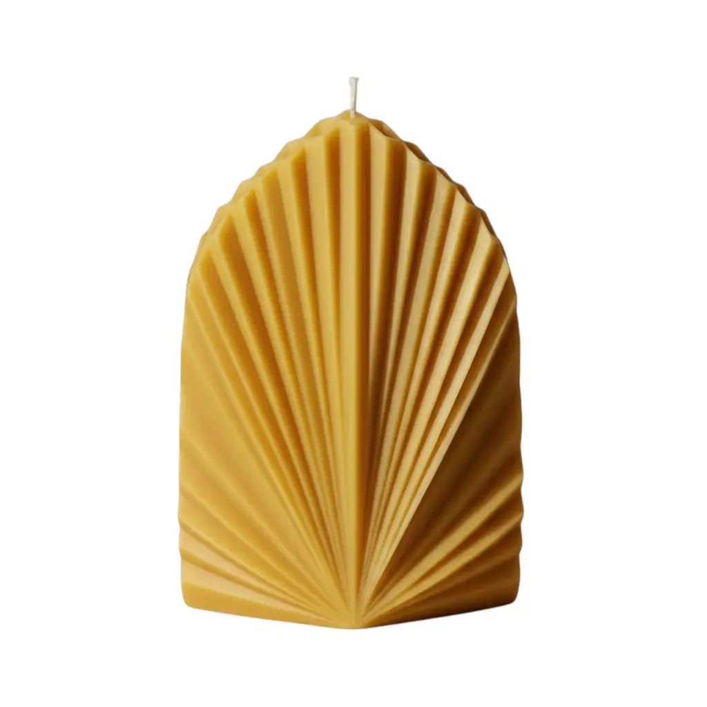 6" Gold Sandalwood Scented Dimensional Palm Leaf Candle - Homeroots - Flyclothing LLC