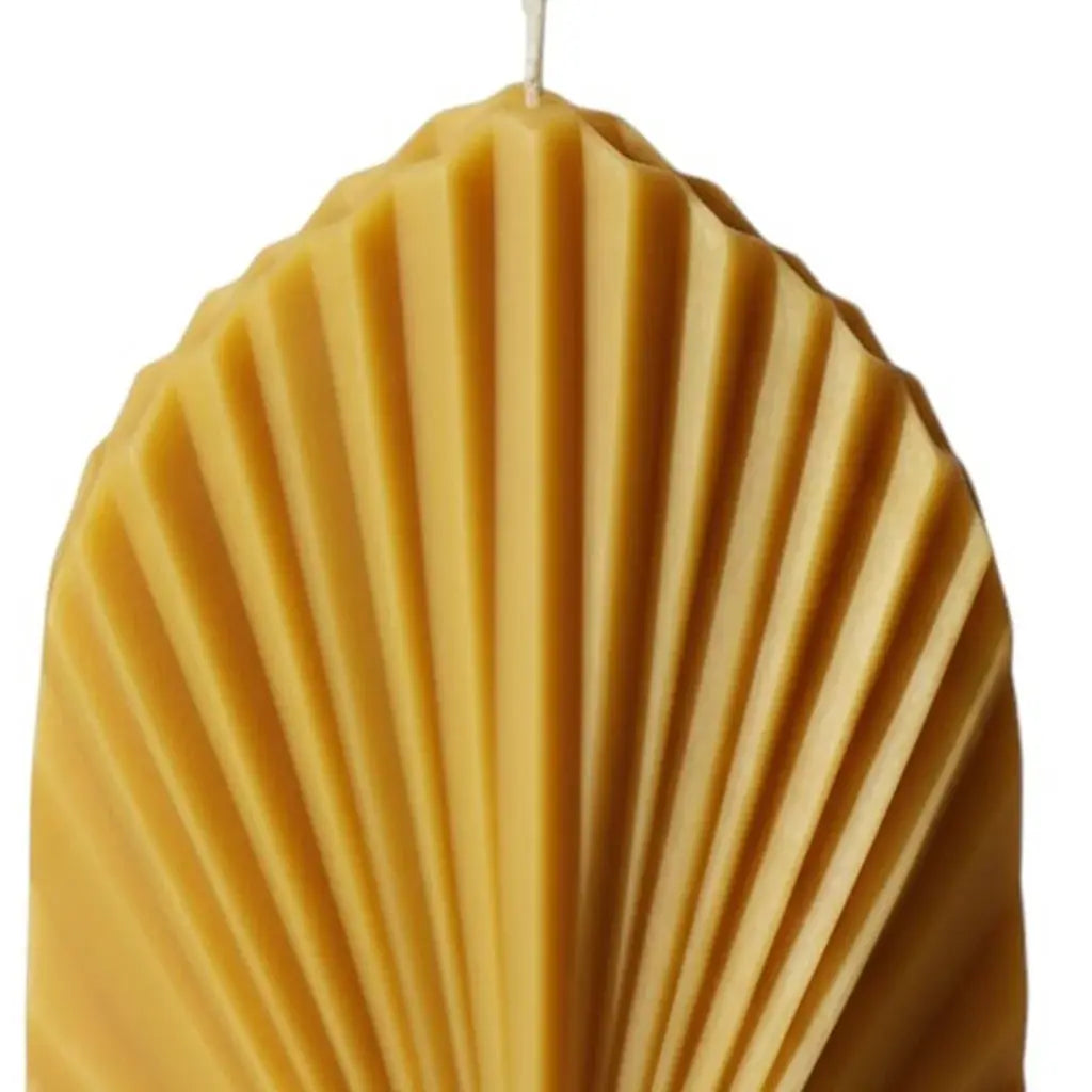 6" Gold Sandalwood Scented Dimensional Palm Leaf Candle - Homeroots - Flyclothing LLC