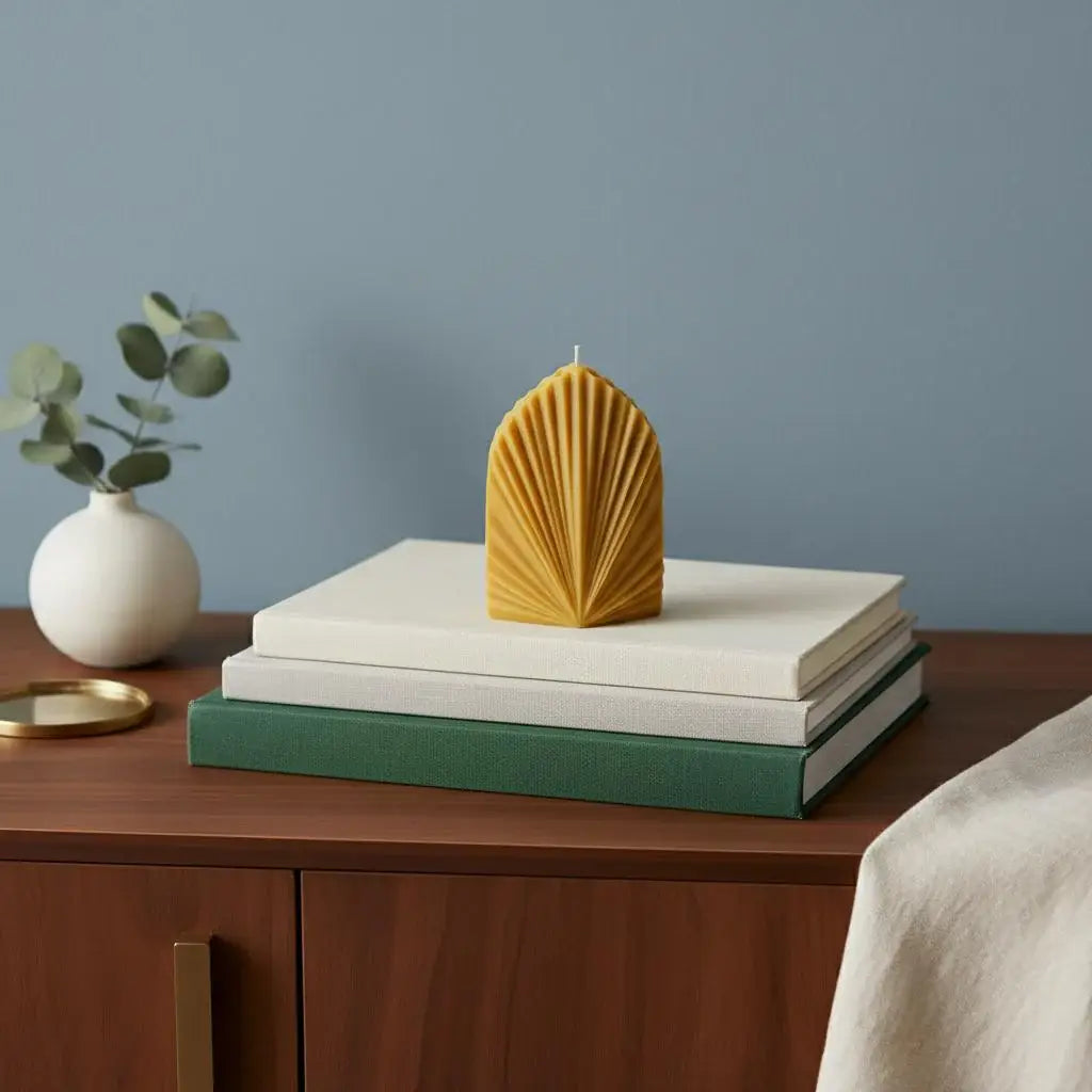 6" Gold High Tide Scented Dimensional Palm Leaf Candle - Homeroots - Flyclothing LLC