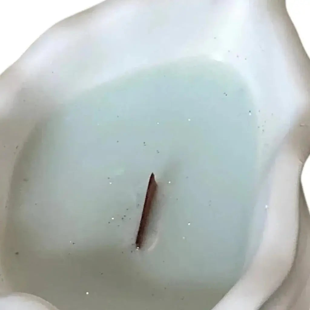 6" Light Blue Unscented Soy Wax Candle In White Resin Novelty Holder - Homeroots - Flyclothing LLC