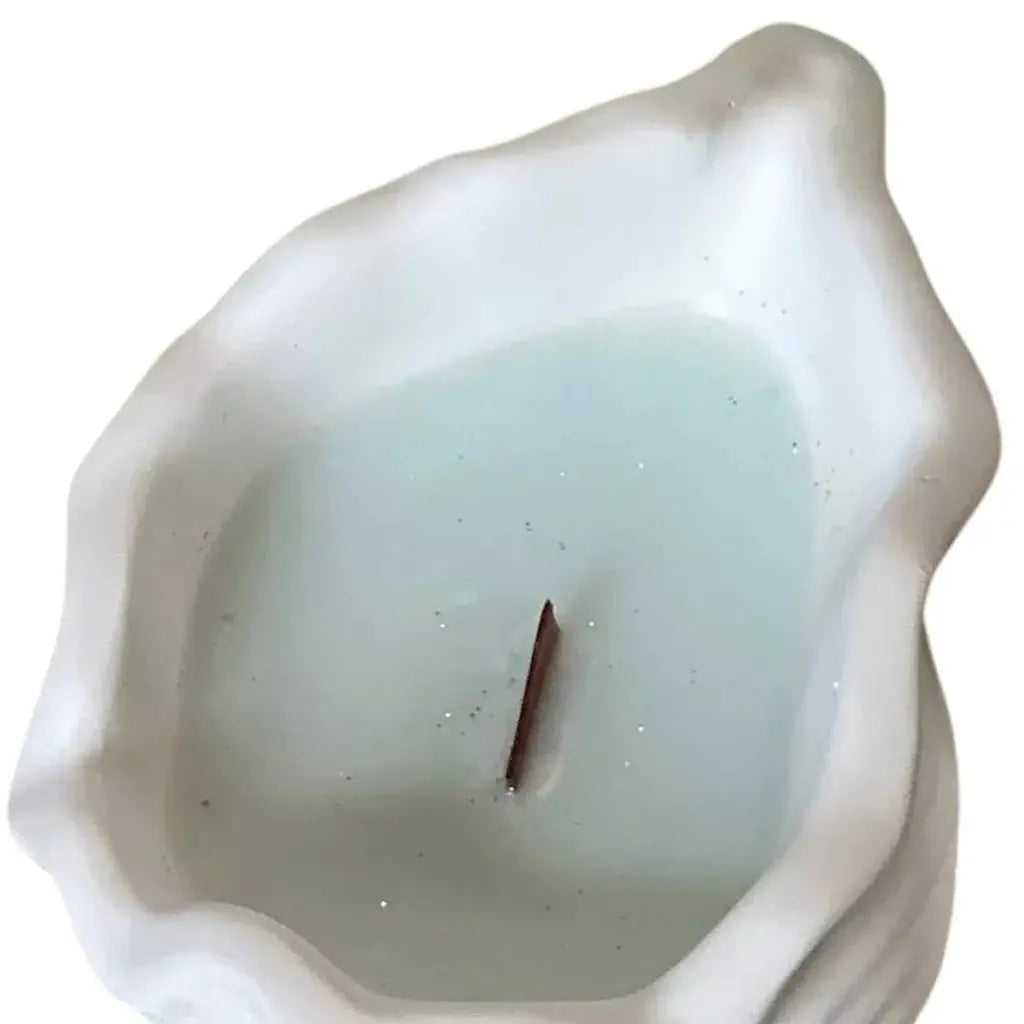 6" Light Blue Unscented Soy Wax Candle In White Resin Novelty Holder - Homeroots - Flyclothing LLC