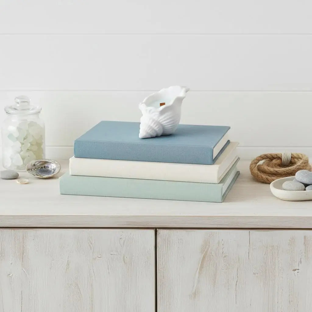 6" Light Blue Ocean Breeze Scented Soy Wax Candle In White Resin Novelty Holder - Homeroots - Flyclothing LLC