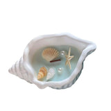 6" Light Blue High Tide Scented Candle In White Resin Novelty Holder With Shells - Homeroots - Flyclothing LLC