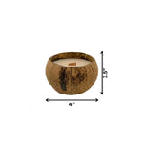 4" Ivory Unscented Candle In Brown Coconut Shell Holder - Homeroots - Flyclothing LLC