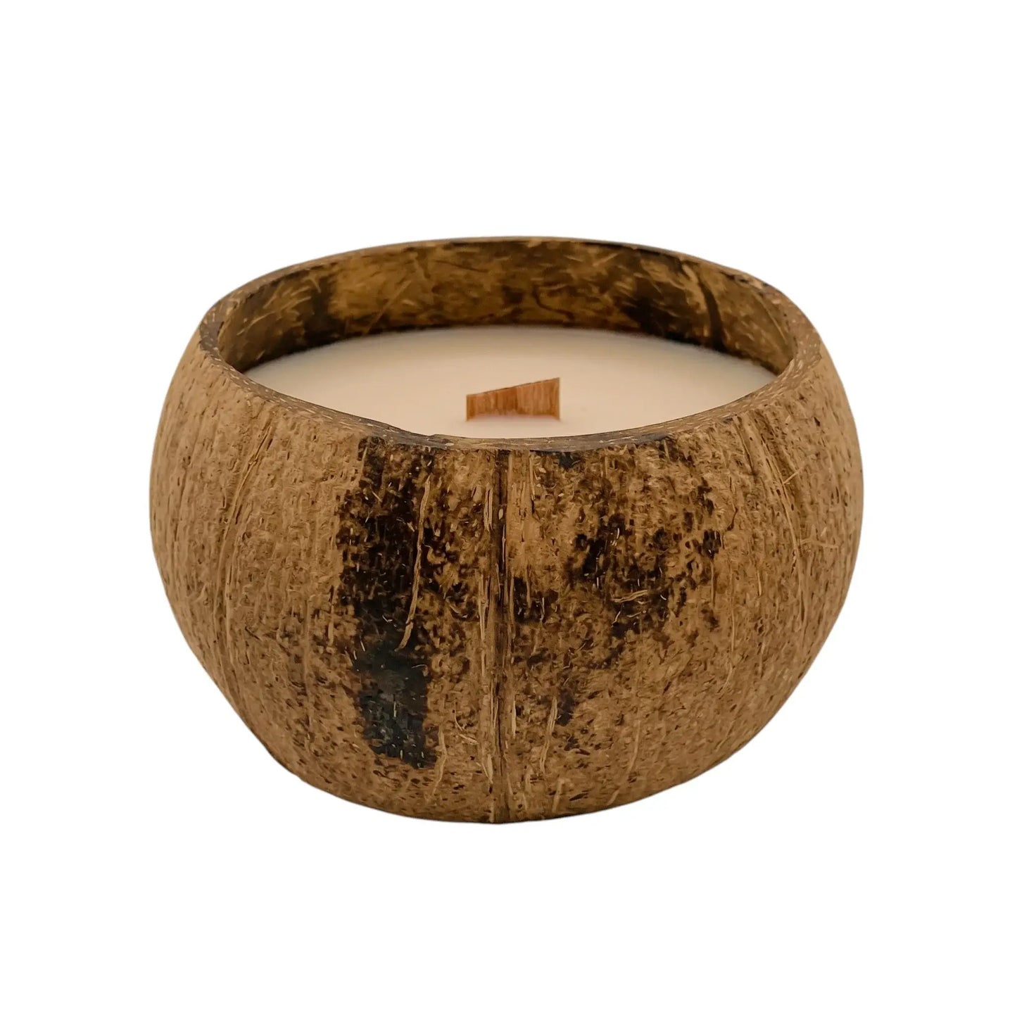 4" Ivory Coconut And Hibiscus Scented Candle In Brown Coconut Shell Holder - Homeroots - Flyclothing LLC