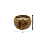 4" Ivory Coconut And Hibiscus Scented Candle In Brown Coconut Shell Holder - Homeroots - Flyclothing LLC